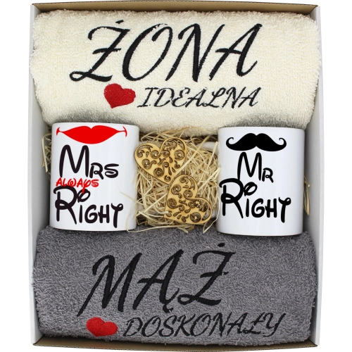 PREZENT ŚLUB ŻONA MĄŻ ROCZNICA RĘCZNIKI KUBKI