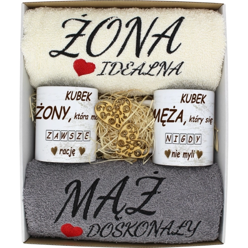 PREZENT ŚLUB ŻONA MĄŻ ROCZNICA RĘCZNIKI KUBKI