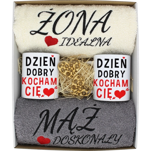 PREZENT ŚLUB ŻONA MĄŻ ROCZNICA RĘCZNIKI KUBKI