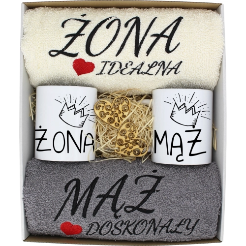 PREZENT ŚLUB ŻONA MĄŻ ROCZNICA RĘCZNIKI KUBKI
