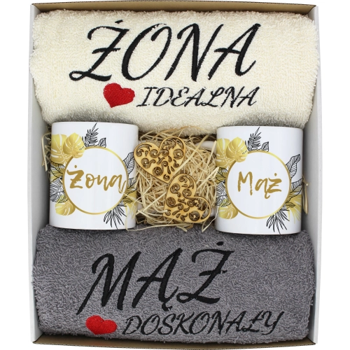 PREZENT ŚLUB ŻONA MĄŻ ROCZNICA RĘCZNIKI KUBKI