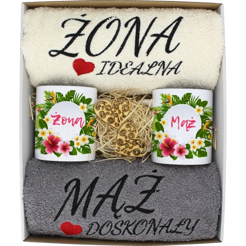 PREZENT ŚLUB ŻONA MĄŻ ROCZNICA RĘCZNIKI KUBKI