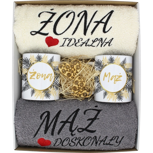 PREZENT ŚLUB ŻONA MĄŻ ROCZNICA RĘCZNIKI KUBKI