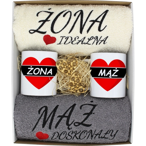 PREZENT ŚLUB ŻONA MĄŻ ROCZNICA RĘCZNIKI KUBKI