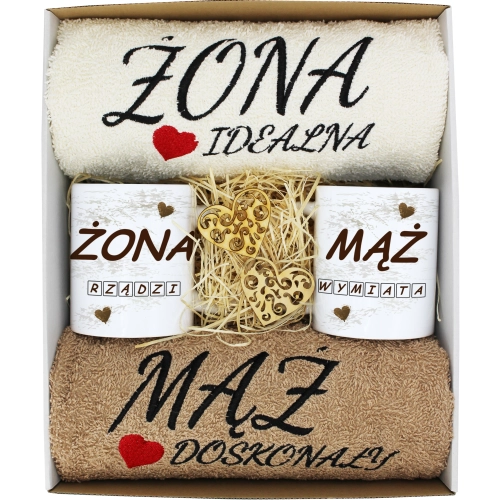 PREZENT ŚLUB ŻONA MĄŻ ROCZNICA RĘCZNIKI KUBKI