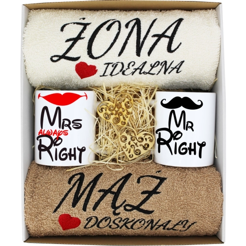PREZENT ŚLUB ŻONA MĄŻ ROCZNICA RĘCZNIKI KUBKI