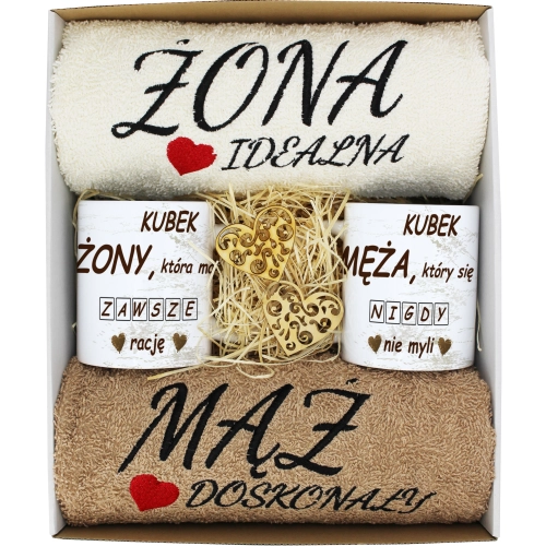 PREZENT ŚLUB ŻONA MĄŻ ROCZNICA RĘCZNIKI KUBKI