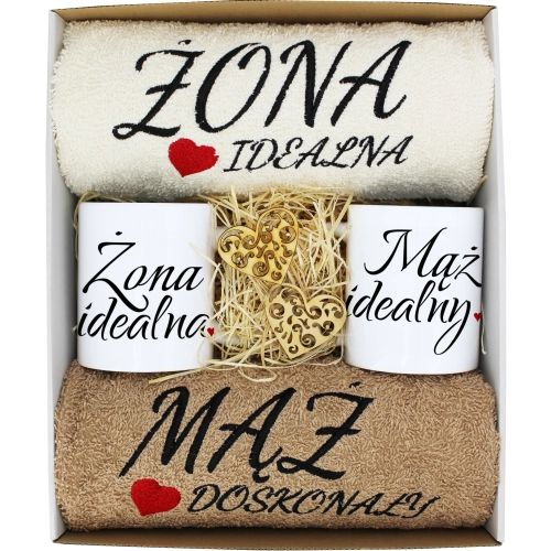 PREZENT ŚLUB ŻONA MĄŻ ROCZNICA RĘCZNIKI KUBKI