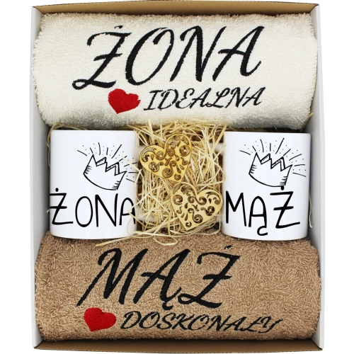 PREZENT ŚLUB ŻONA MĄŻ ROCZNICA RĘCZNIKI KUBKI