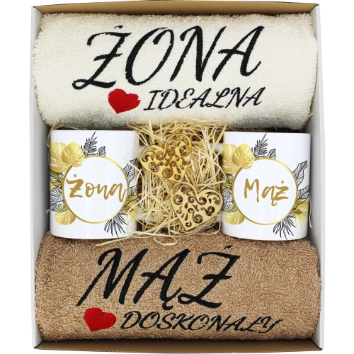 PREZENT ŚLUB ŻONA MĄŻ ROCZNICA RĘCZNIKI KUBKI