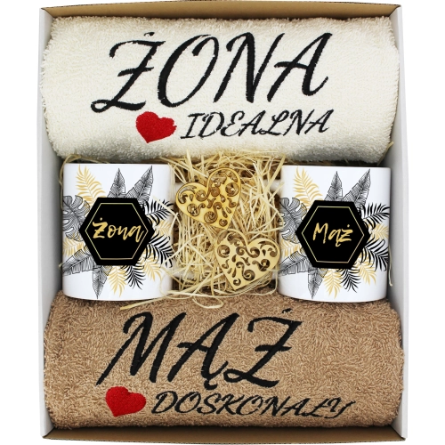 PREZENT ŚLUB ŻONA MĄŻ ROCZNICA RĘCZNIKI KUBKI