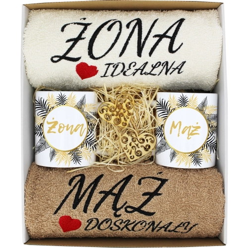 PREZENT ŚLUB ŻONA MĄŻ ROCZNICA RĘCZNIKI KUBKI