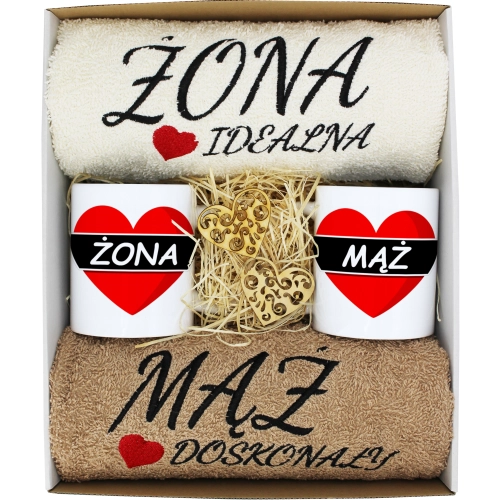 PREZENT ŚLUB ŻONA MĄŻ ROCZNICA RĘCZNIKI KUBKI