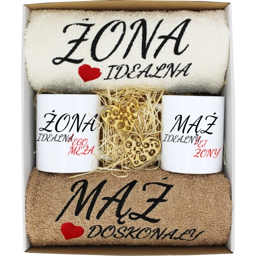 PREZENT ŚLUB ŻONA MĄŻ ROCZNICA RĘCZNIKI KUBKI
