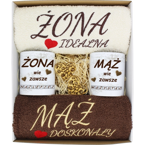 PREZENT ŚLUB ŻONA MĄŻ ROCZNICA RĘCZNIKI KUBKI