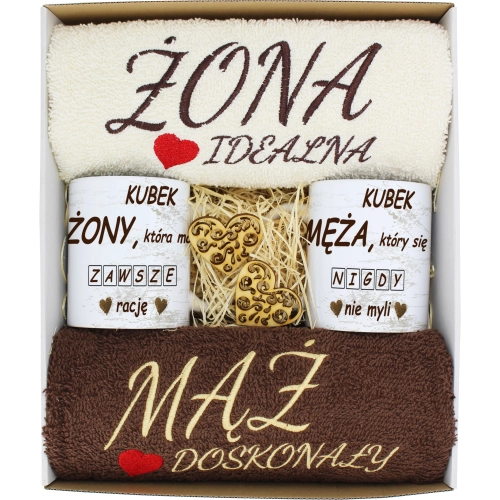 PREZENT ŚLUB ŻONA MĄŻ ROCZNICA RĘCZNIKI KUBKI