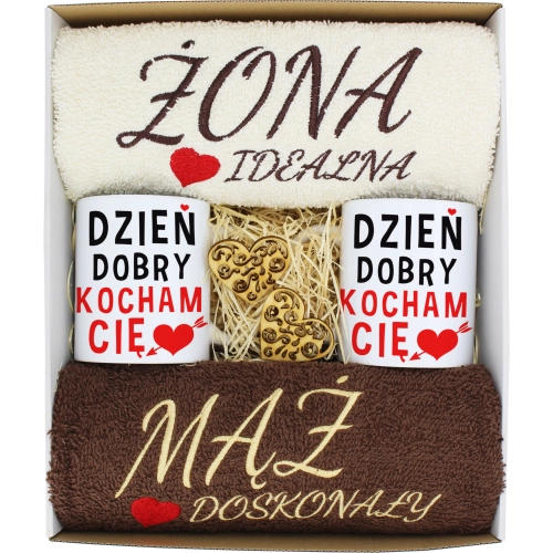 PREZENT ŚLUB ŻONA MĄŻ ROCZNICA RĘCZNIKI KUBKI