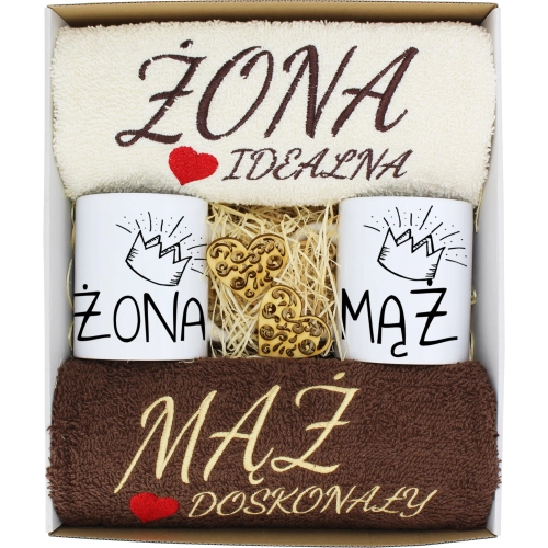 PREZENT ŚLUB ŻONA MĄŻ ROCZNICA RĘCZNIKI KUBKI
