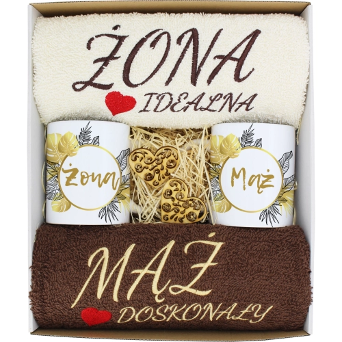 PREZENT ŚLUB ŻONA MĄŻ ROCZNICA RĘCZNIKI KUBKI