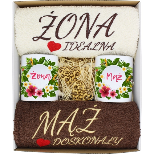 PREZENT ŚLUB ŻONA MĄŻ ROCZNICA RĘCZNIKI KUBKI