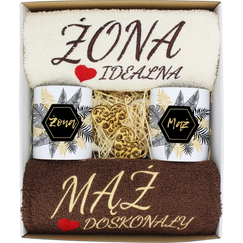 PREZENT ŚLUB ŻONA MĄŻ ROCZNICA RĘCZNIKI KUBKI