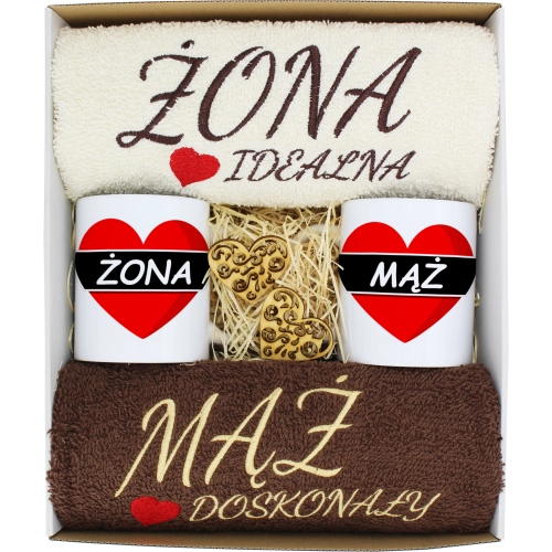 PREZENT ŚLUB ŻONA MĄŻ ROCZNICA RĘCZNIKI KUBKI