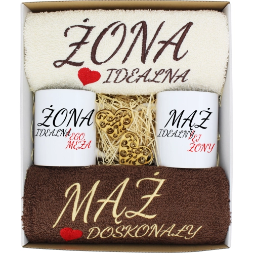 PREZENT ŚLUB ŻONA MĄŻ ROCZNICA RĘCZNIKI KUBKI