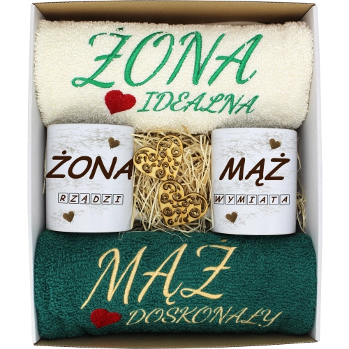 PREZENT ŚLUB ŻONA MĄŻ ROCZNICA RĘCZNIKI KUBKI