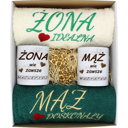 PREZENT ŚLUB ŻONA MĄŻ ROCZNICA RĘCZNIKI KUBKI