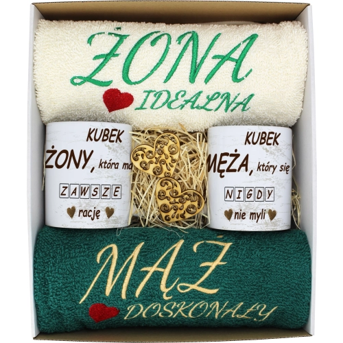 PREZENT ŚLUB ŻONA MĄŻ ROCZNICA RĘCZNIKI KUBKI