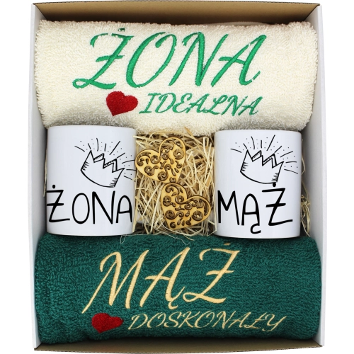 PREZENT ŚLUB ŻONA MĄŻ ROCZNICA RĘCZNIKI KUBKI