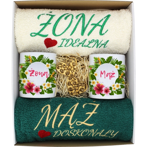 PREZENT ŚLUB ŻONA MĄŻ ROCZNICA RĘCZNIKI KUBKI