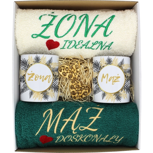 PREZENT ŚLUB ŻONA MĄŻ ROCZNICA RĘCZNIKI KUBKI
