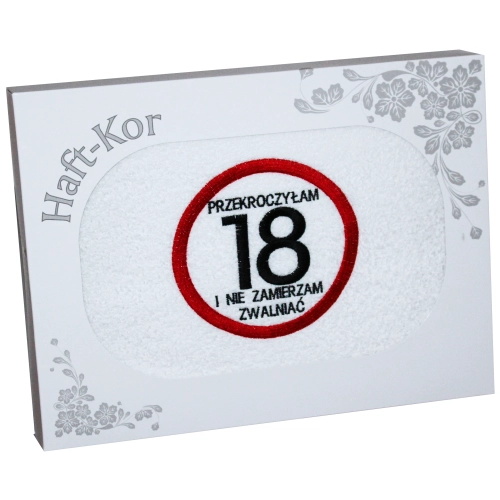 RĘCZNIK 70x140 Z HAFTEM NA PREZENT 18 URODZINY