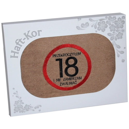 RĘCZNIK 70x140 Z HAFTEM NA PREZENT 18 URODZINY
