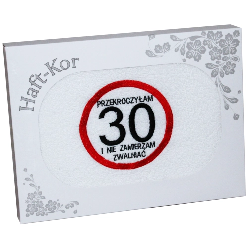 RĘCZNIK 70x140 Z HAFTEM NA PREZENT 30 URODZINY