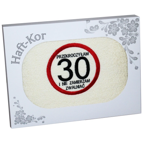 RĘCZNIK 70x140 Z HAFTEM NA PREZENT 30 URODZINY