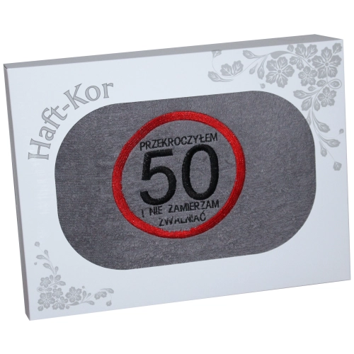 RĘCZNIK 70x140 Z HAFTEM NA PREZENT 50 URODZINY