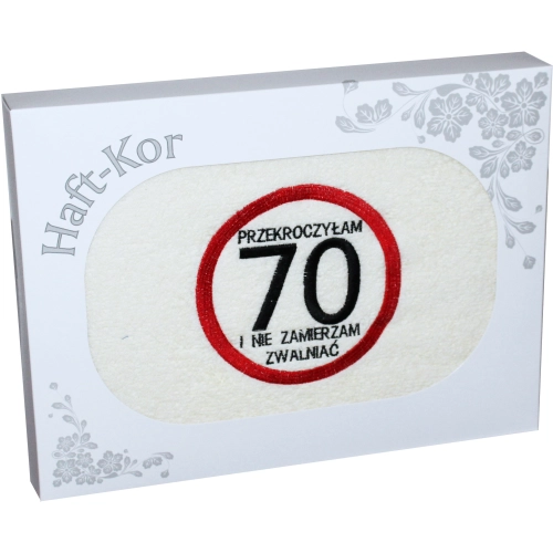RĘCZNIK 70x140 Z HAFTEM NA PREZENT 70 URODZINY
