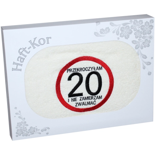 RĘCZNIK 70x140 Z HAFTEM NA PREZENT 20 URODZINY