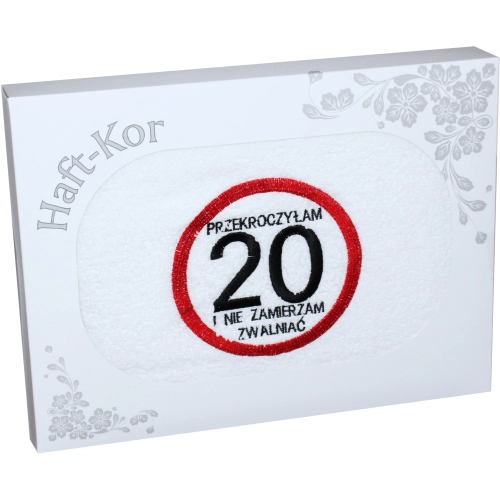 RĘCZNIK 70x140 Z HAFTEM NA PREZENT 20 URODZINY