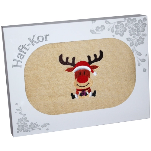 RĘCZNIK 70x140 Z HAFTEM NA PREZENT RENIFER ŚWIĘTA