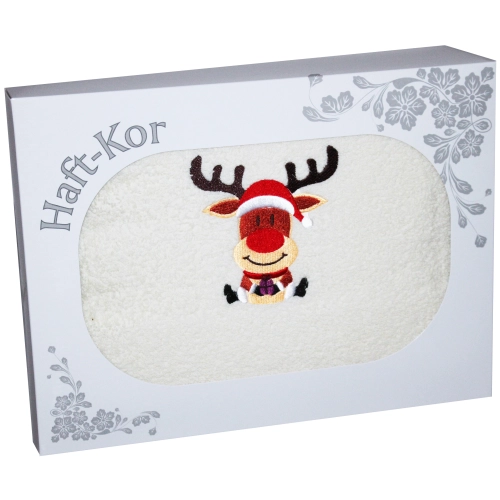 RĘCZNIK 70x140 Z HAFTEM NA PREZENT RENIFER ŚWIĘTA