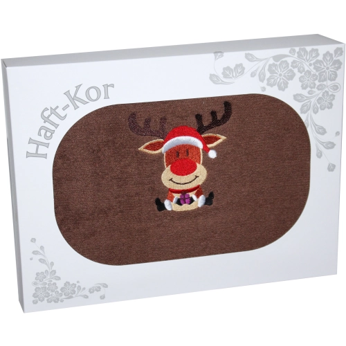 RĘCZNIK 70x140 Z HAFTEM NA PREZENT RENIFER ŚWIĘTA