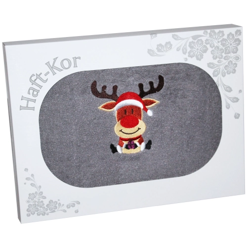 RĘCZNIK 70x140 Z HAFTEM NA PREZENT RENIFER ŚWIĘTA