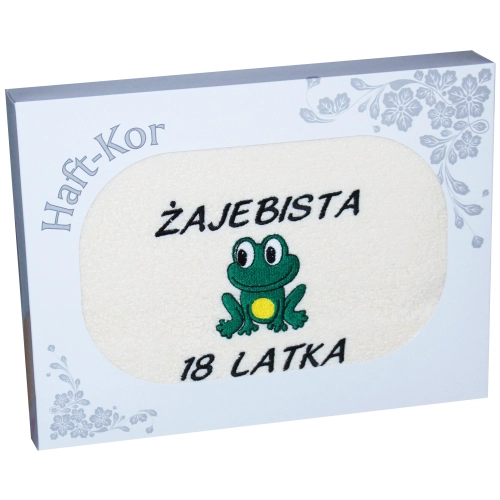 RĘCZNIK 70x140 Z HAFTEM NA PREZENT 18 URODZINY