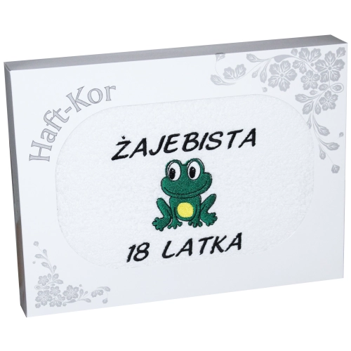 RĘCZNIK 70x140 Z HAFTEM NA PREZENT 18 URODZINY