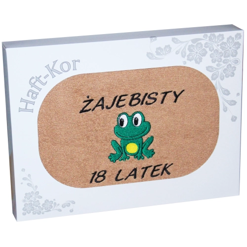 RĘCZNIK 70x140 Z HAFTEM NA PREZENT 18 URODZINY