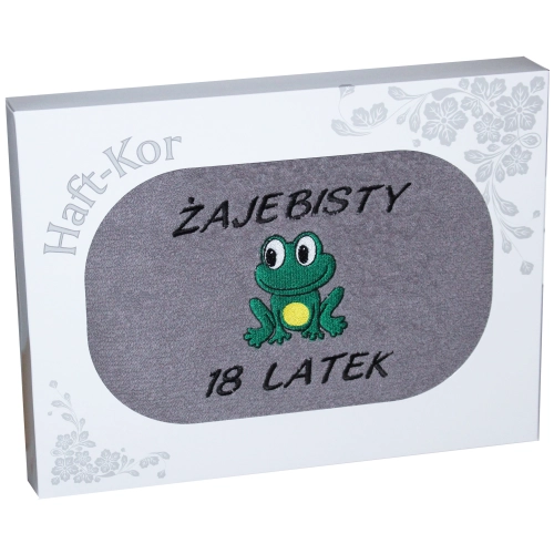 RĘCZNIK 70x140 Z HAFTEM NA PREZENT 18 URODZINY