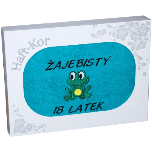 RĘCZNIK 70x140 Z HAFTEM NA PREZENT 18 URODZINY